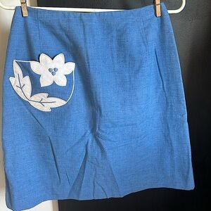 Vintage 80's Blue and White Linen Mini Skirt Size S